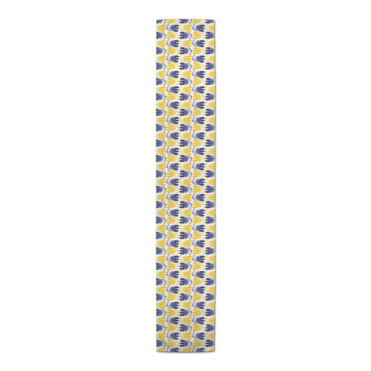 Mid Mod Yellow & Navy Florals Outdoor Table Runner